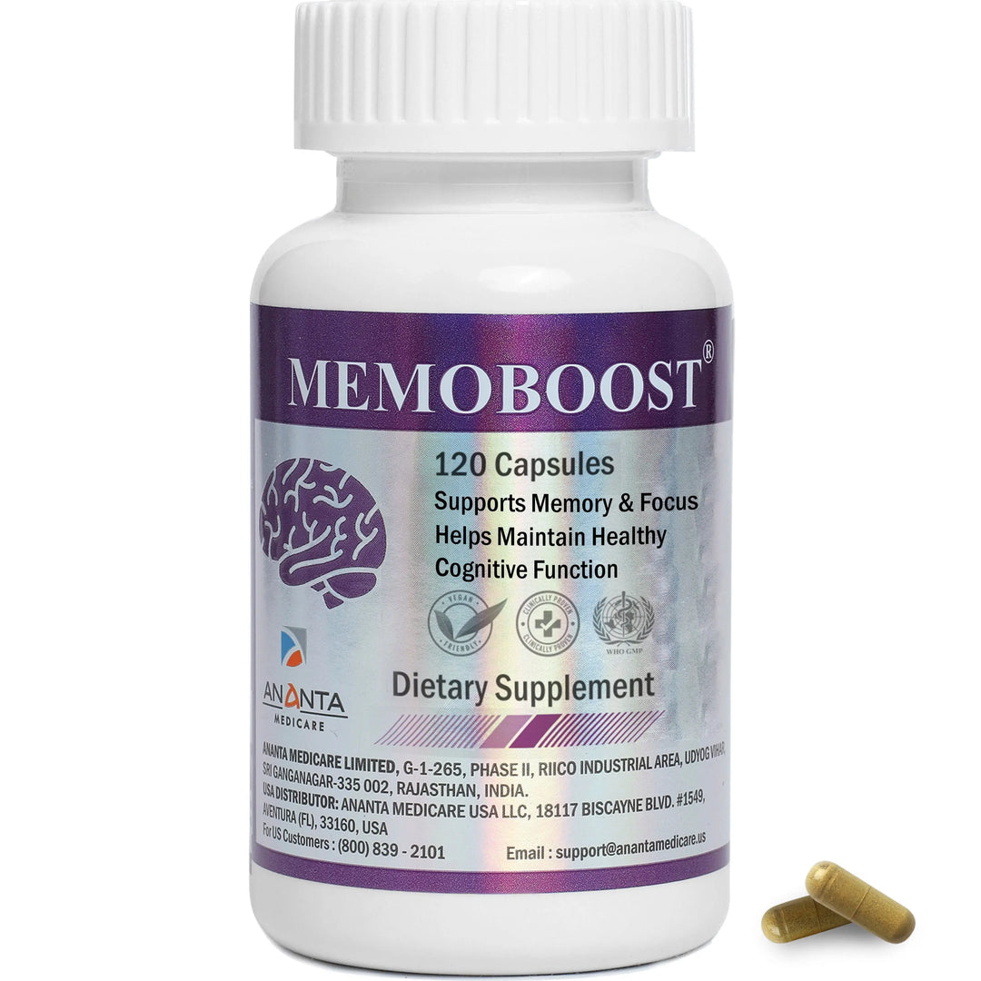 MEMOBOOST – Memory Supplement - Natural Brain & Clarity, 120 Caps - Ananta H&B