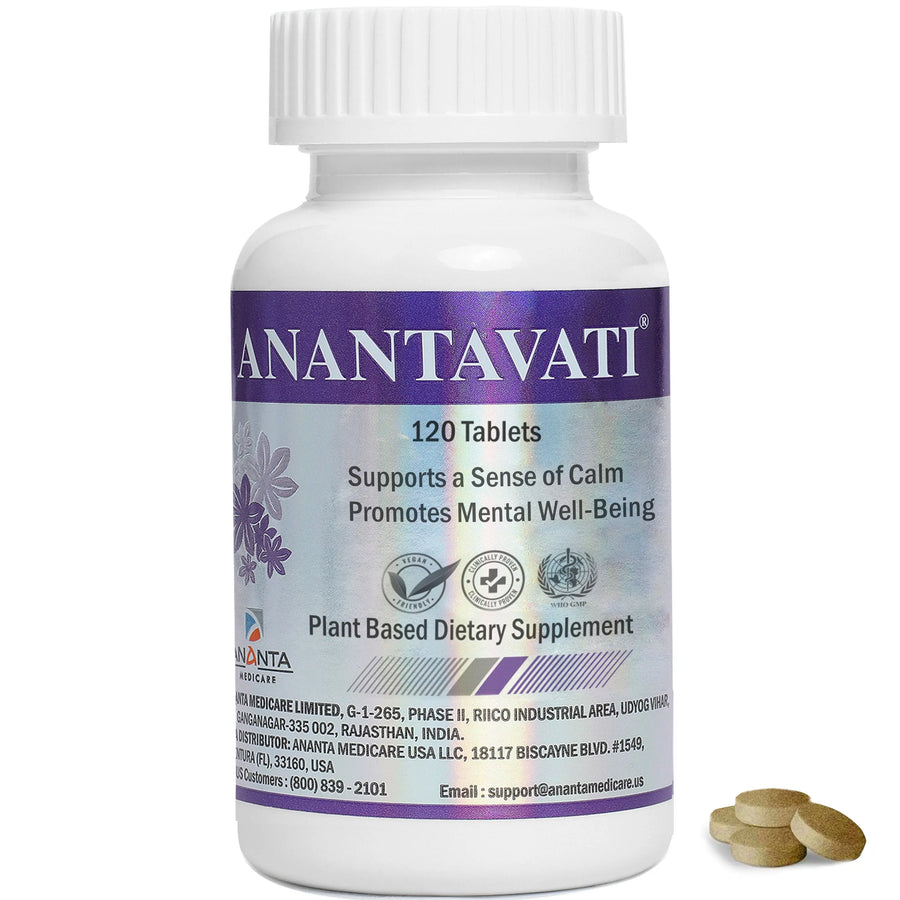 ANANTAVATI – Bacopa Sleep & Stress Relief Support, 120 Veg Tablets Ananta Medicare