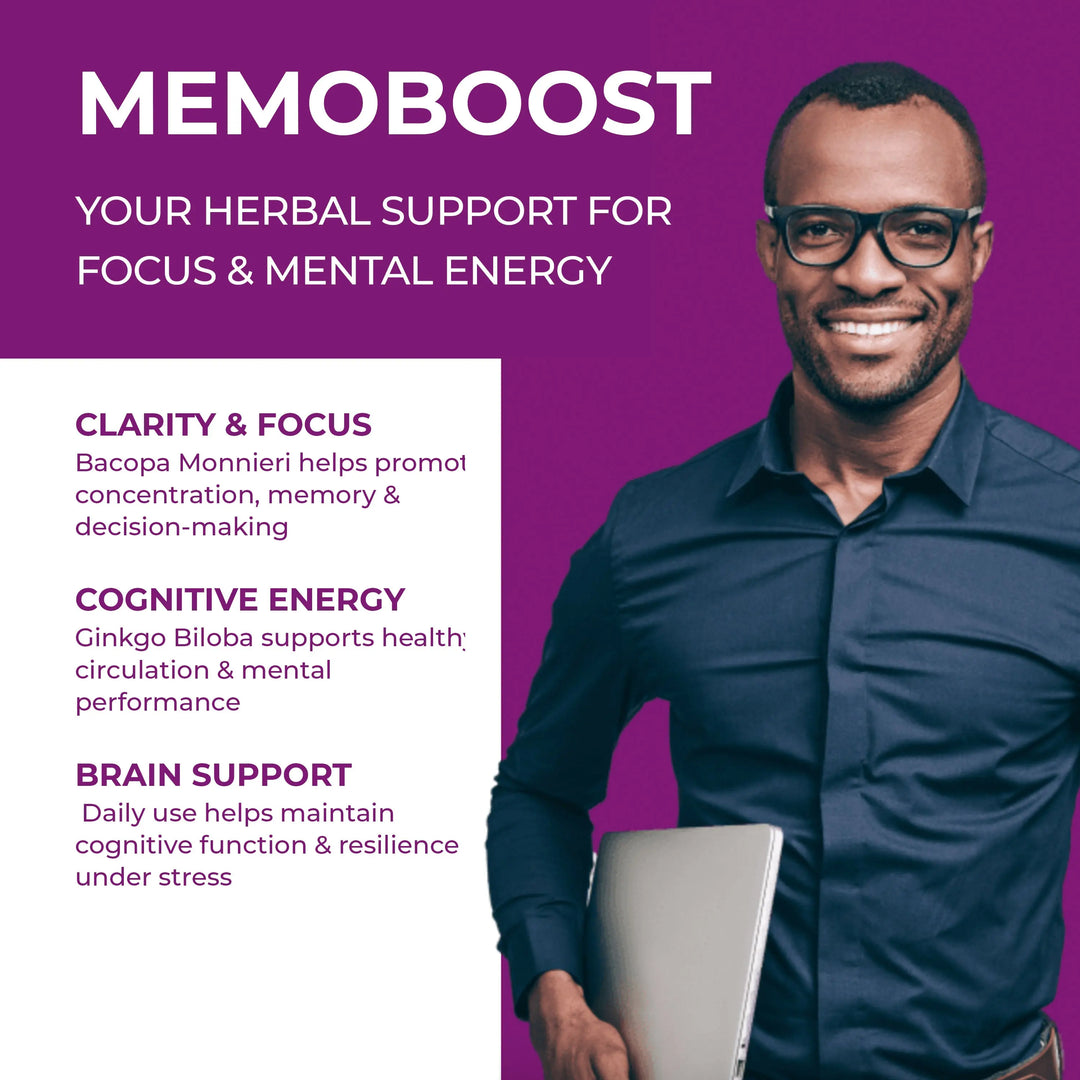 MEMOBOOST – Memory Supplement - Natural Brain & Clarity, 120 Caps - Ananta H&B
