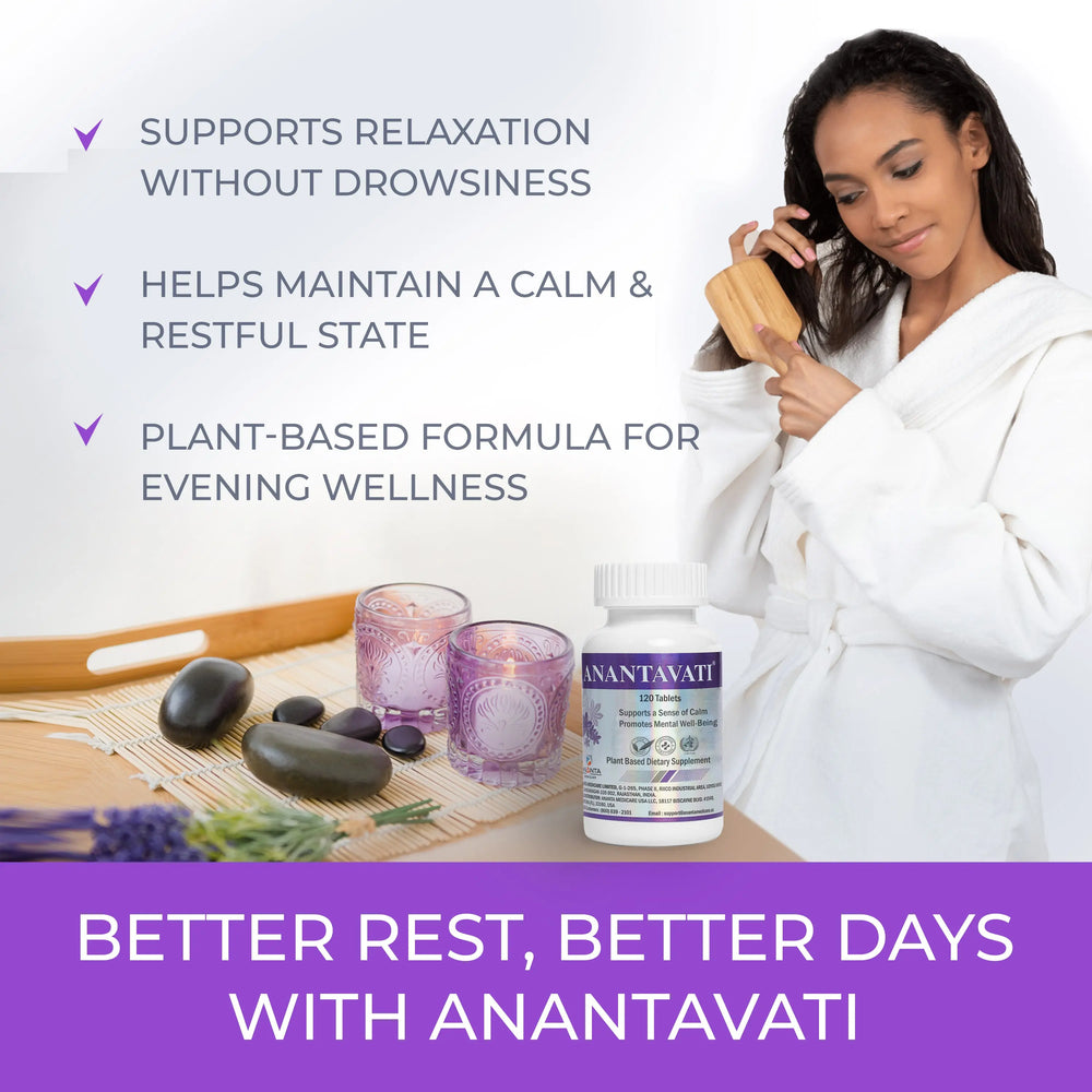 ANANTAVATI – Bacopa Sleep & Stress Relief Support, 120 Veg Tablets Ananta Medicare
